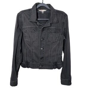 Cabi Jeans Black Wash Denim Trucker Jacket Style 187 Zipper Cuff Women's Size M